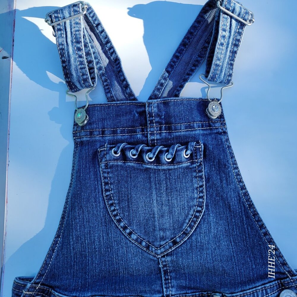 Jordache Denim Shortalls With Lace-Up Sides And Pockets Medium - Picture 7 of 7